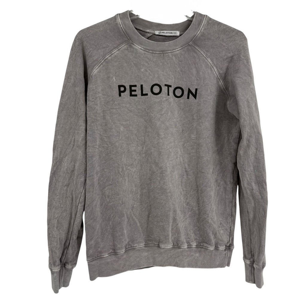 Peloton Womens Classic Grey Stone Washed Crew Sweatshirt Size XS Pullover USA